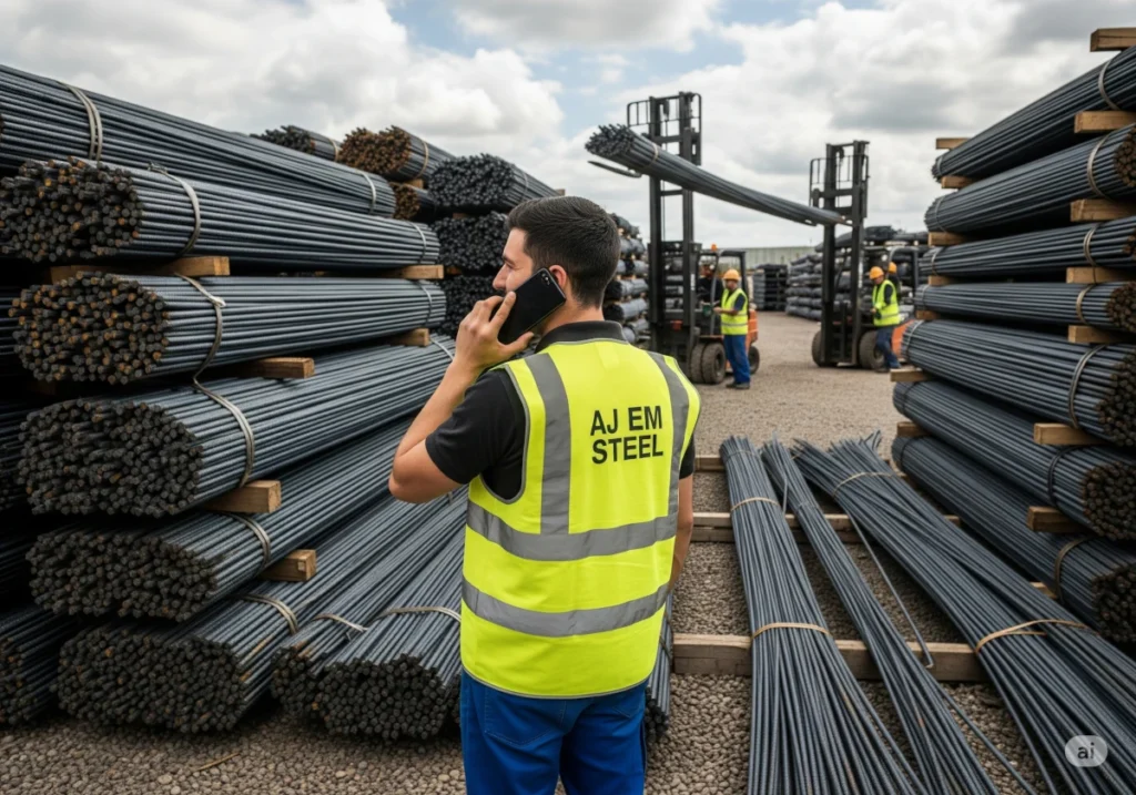Pracownik AJ EM STEEL kontaktujący się z klientem
